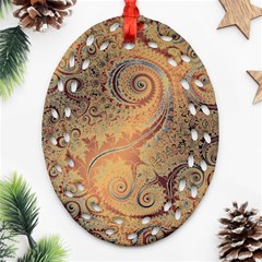 Terra Cotta Persian Orange Spirals Swirls Pattern Ornament (oval Filigree) by SpinnyChairDesigns