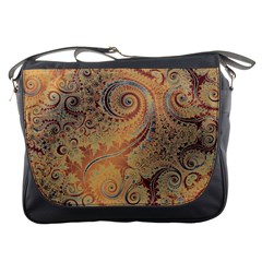 Terra Cotta Persian Orange Spirals Swirls Pattern Messenger Bag by SpinnyChairDesigns