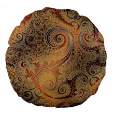 Terra Cotta Persian Orange Spirals Swirls Pattern Large 18  Premium Round Cushions by SpinnyChairDesigns