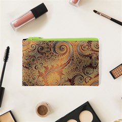 Terra Cotta Persian Orange Spirals Swirls Pattern Cosmetic Bag (xs) by SpinnyChairDesigns