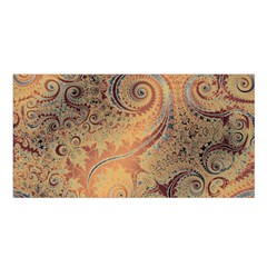 Terra Cotta Persian Orange Spirals Swirls Pattern Satin Shawl by SpinnyChairDesigns