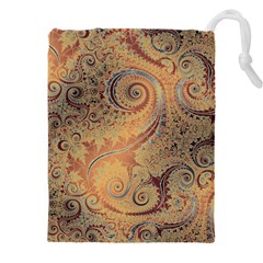 Terra Cotta Persian Orange Spirals Swirls Pattern Drawstring Pouch (5xl) by SpinnyChairDesigns