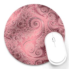 Orchid Pink And Blush Swirls Spirals Round Mousepads by SpinnyChairDesigns