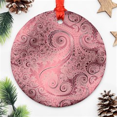 Orchid Pink And Blush Swirls Spirals Ornament (round) by SpinnyChairDesigns