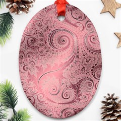 Orchid Pink And Blush Swirls Spirals Ornament (oval) by SpinnyChairDesigns