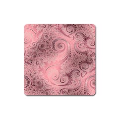 Orchid Pink And Blush Swirls Spirals Square Magnet by SpinnyChairDesigns