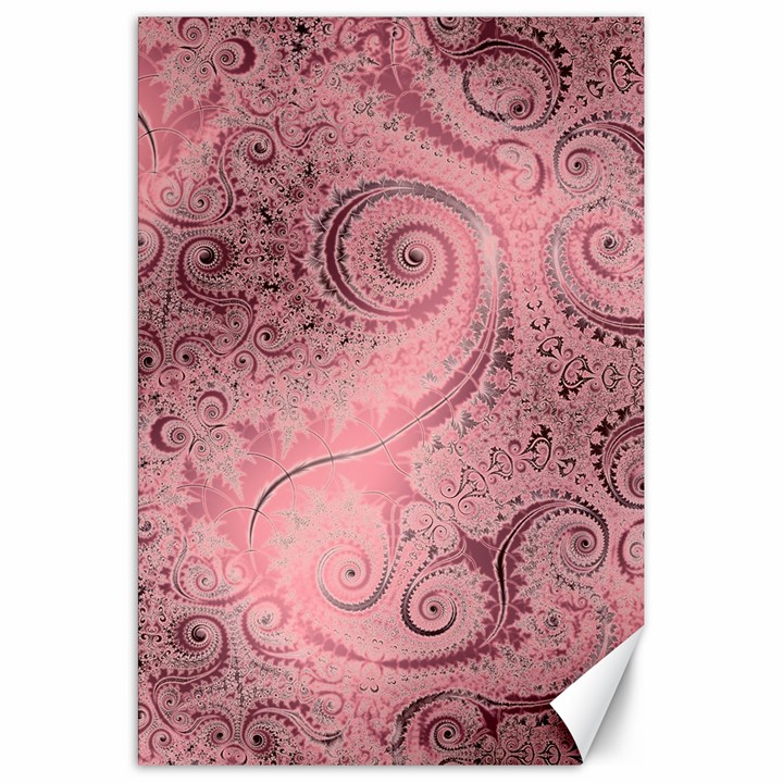 Orchid Pink and Blush Swirls Spirals Canvas 20  x 30 