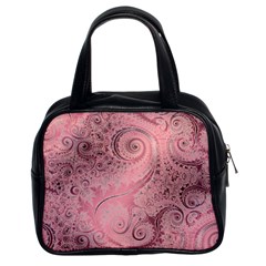 Orchid Pink And Blush Swirls Spirals Classic Handbag (two Sides) by SpinnyChairDesigns