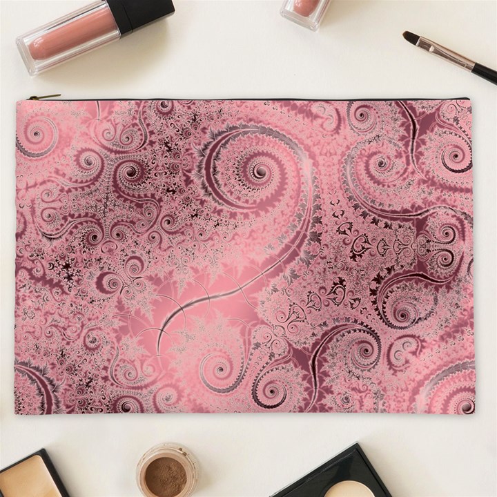 Orchid Pink and Blush Swirls Spirals Cosmetic Bag (XXL)