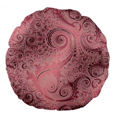 Orchid Pink And Blush Swirls Spirals Large 18  Premium Round Cushions by SpinnyChairDesigns