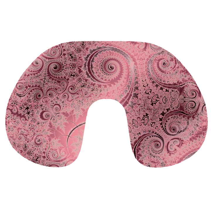 Orchid Pink and Blush Swirls Spirals Travel Neck Pillow