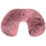 Orchid Pink and Blush Swirls Spirals Travel Neck Pillow Back