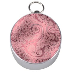 Orchid Pink And Blush Swirls Spirals Silver Compasses by SpinnyChairDesigns