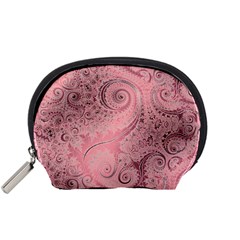 Orchid Pink And Blush Swirls Spirals Accessory Pouch (small) by SpinnyChairDesigns