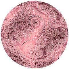 Orchid Pink And Blush Swirls Spirals Wooden Puzzle Round by SpinnyChairDesigns