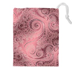 Orchid Pink And Blush Swirls Spirals Drawstring Pouch (5xl) by SpinnyChairDesigns