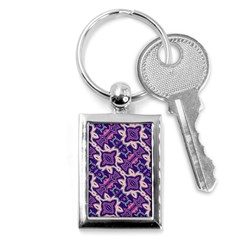 Amethyst And Pink Checkered Stripes Key Chain (rectangle) by SpinnyChairDesigns