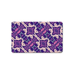 Amethyst And Pink Checkered Stripes Magnet (name Card) by SpinnyChairDesigns