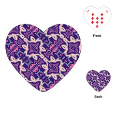 Amethyst And Pink Checkered Stripes Playing Cards Single Design (heart) by SpinnyChairDesigns