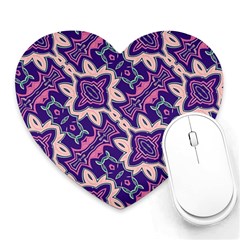 Amethyst And Pink Checkered Stripes Heart Mousepads by SpinnyChairDesigns