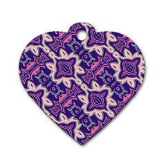 Amethyst And Pink Checkered Stripes Dog Tag Heart (two Sides) by SpinnyChairDesigns