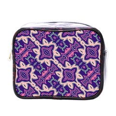 Amethyst And Pink Checkered Stripes Mini Toiletries Bag (one Side) by SpinnyChairDesigns