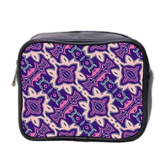 Amethyst And Pink Checkered Stripes Mini Toiletries Bag (two Sides) by SpinnyChairDesigns