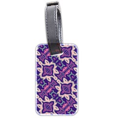 Amethyst And Pink Checkered Stripes Luggage Tag (two Sides) by SpinnyChairDesigns