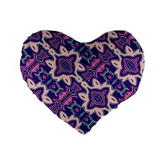 Amethyst And Pink Checkered Stripes Standard 16  Premium Heart Shape Cushions by SpinnyChairDesigns