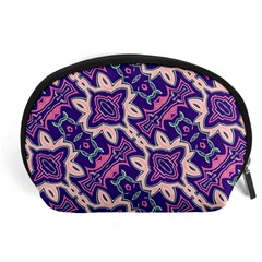 Amethyst And Pink Checkered Stripes Accessory Pouch (large) by SpinnyChairDesigns