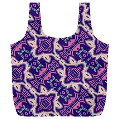 Amethyst And Pink Checkered Stripes Full Print Recycle Bag (xxl) by SpinnyChairDesigns