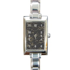 Taupe Umber Abstract Art Swirls Rectangle Italian Charm Watch by SpinnyChairDesigns