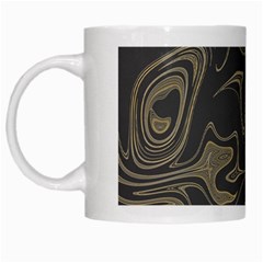 Taupe Umber Abstract Art Swirls White Mugs by SpinnyChairDesigns