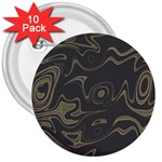 Taupe Umber Abstract Art Swirls 3  Buttons (10 pack)  Front