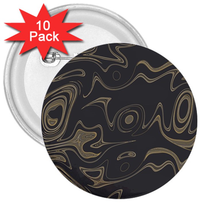 Taupe Umber Abstract Art Swirls 3  Buttons (10 pack) 