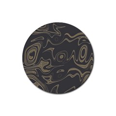 Taupe Umber Abstract Art Swirls Rubber Round Coaster (4 Pack)  by SpinnyChairDesigns