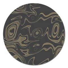 Taupe Umber Abstract Art Swirls Magnet 5  (round) by SpinnyChairDesigns