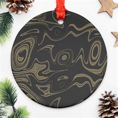 Taupe Umber Abstract Art Swirls Round Ornament (two Sides) by SpinnyChairDesigns