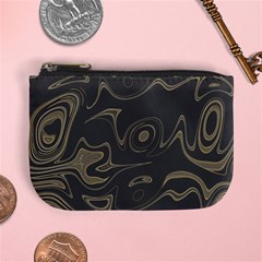 Taupe Umber Abstract Art Swirls Mini Coin Purse