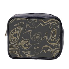 Taupe Umber Abstract Art Swirls Mini Toiletries Bag (two Sides) by SpinnyChairDesigns