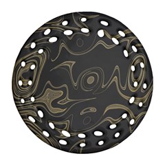 Taupe Umber Abstract Art Swirls Round Filigree Ornament (two Sides) by SpinnyChairDesigns