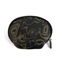 Taupe Umber Abstract Art Swirls Accessory Pouch (Small)