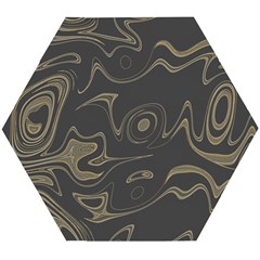 Taupe Umber Abstract Art Swirls Wooden Puzzle Hexagon