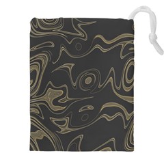 Taupe Umber Abstract Art Swirls Drawstring Pouch (5xl) by SpinnyChairDesigns