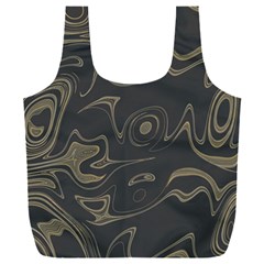 Taupe Umber Abstract Art Swirls Full Print Recycle Bag (xxl) by SpinnyChairDesigns