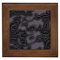 Dark Plum And Black Abstract Art Swirls Framed Tile by SpinnyChairDesigns