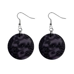 Dark Plum And Black Abstract Art Swirls Mini Button Earrings by SpinnyChairDesigns