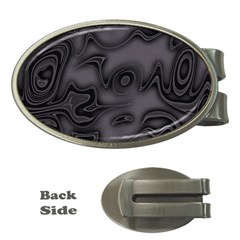 Dark Plum And Black Abstract Art Swirls Money Clips (oval)  by SpinnyChairDesigns