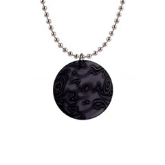 Dark Plum And Black Abstract Art Swirls 1  Button Necklace by SpinnyChairDesigns