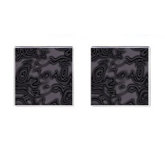 Dark Plum And Black Abstract Art Swirls Cufflinks (square) by SpinnyChairDesigns